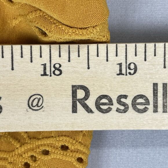 Lark and Grey Eyelet Blouse/Top Women's XL Yellow Cottage Fairy Modern Boho - Picture 10 of 13